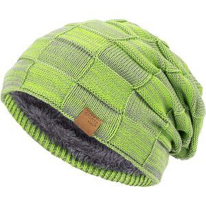 Men’s Yellow Winter Beanies Knit Hats Lined Thick Warm Stocking Cap for Guys